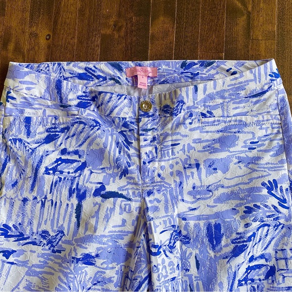 Lilly Pulitzer “Kelly” Slim Pants, EUC, Sz 8, Lavender/Blue w/Texture Stitching - Picture 6 of 14